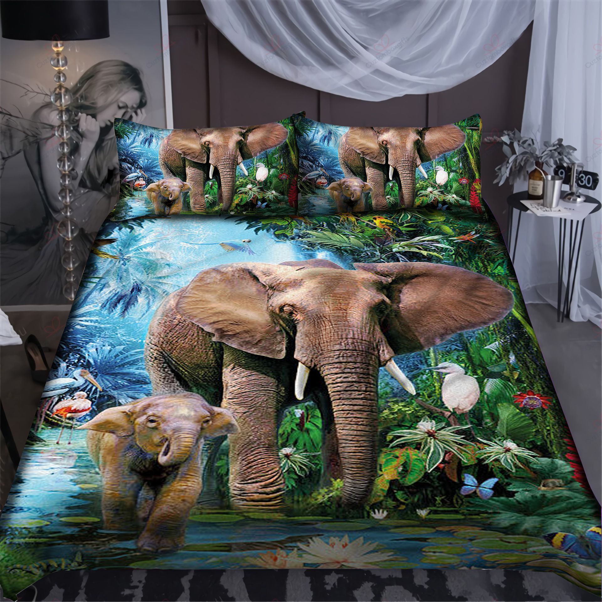 Tropical Elephants Bedding Set