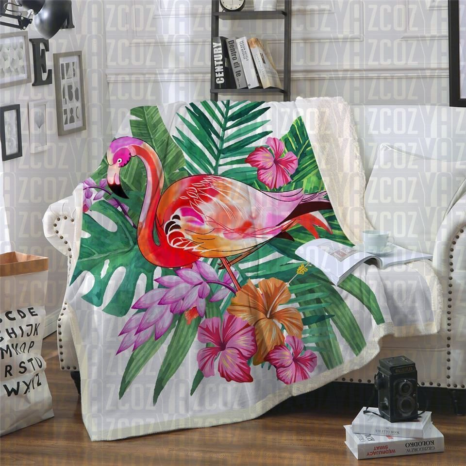 Tropical Flamingo Sherpa Fleece Blanket