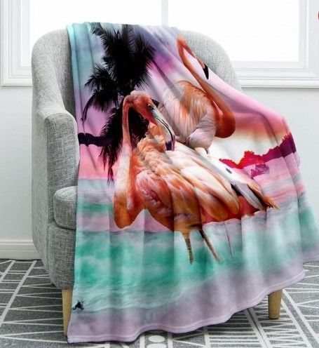 Tropical Flamingo Sherpa Fleece Blanket