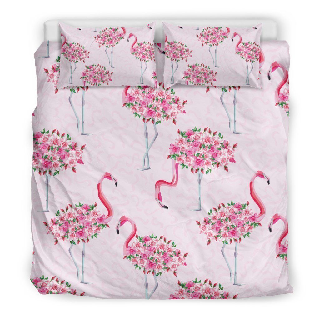 Tropical Flamingo Hawaiian Floral Bedding Set
