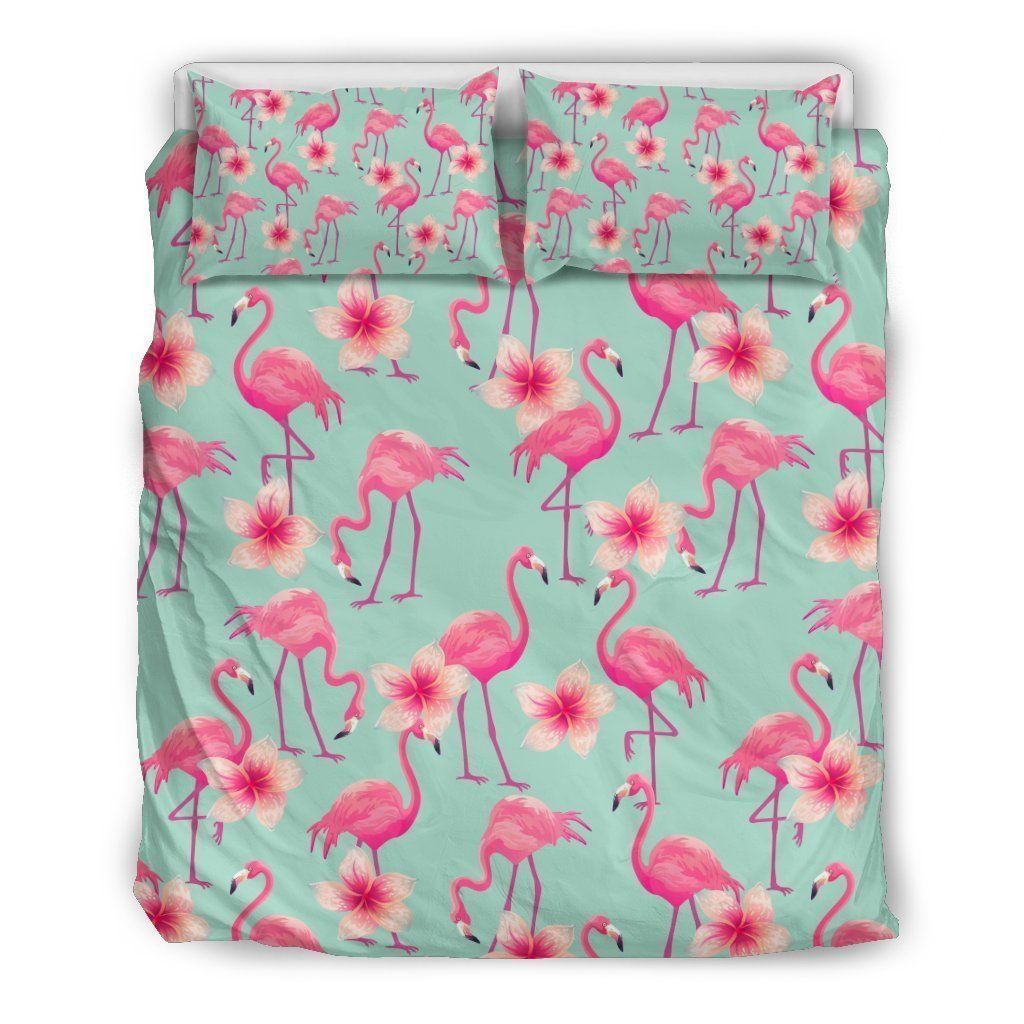Tropical Flamingo Hibiscus Hawaiian Bedding Set
