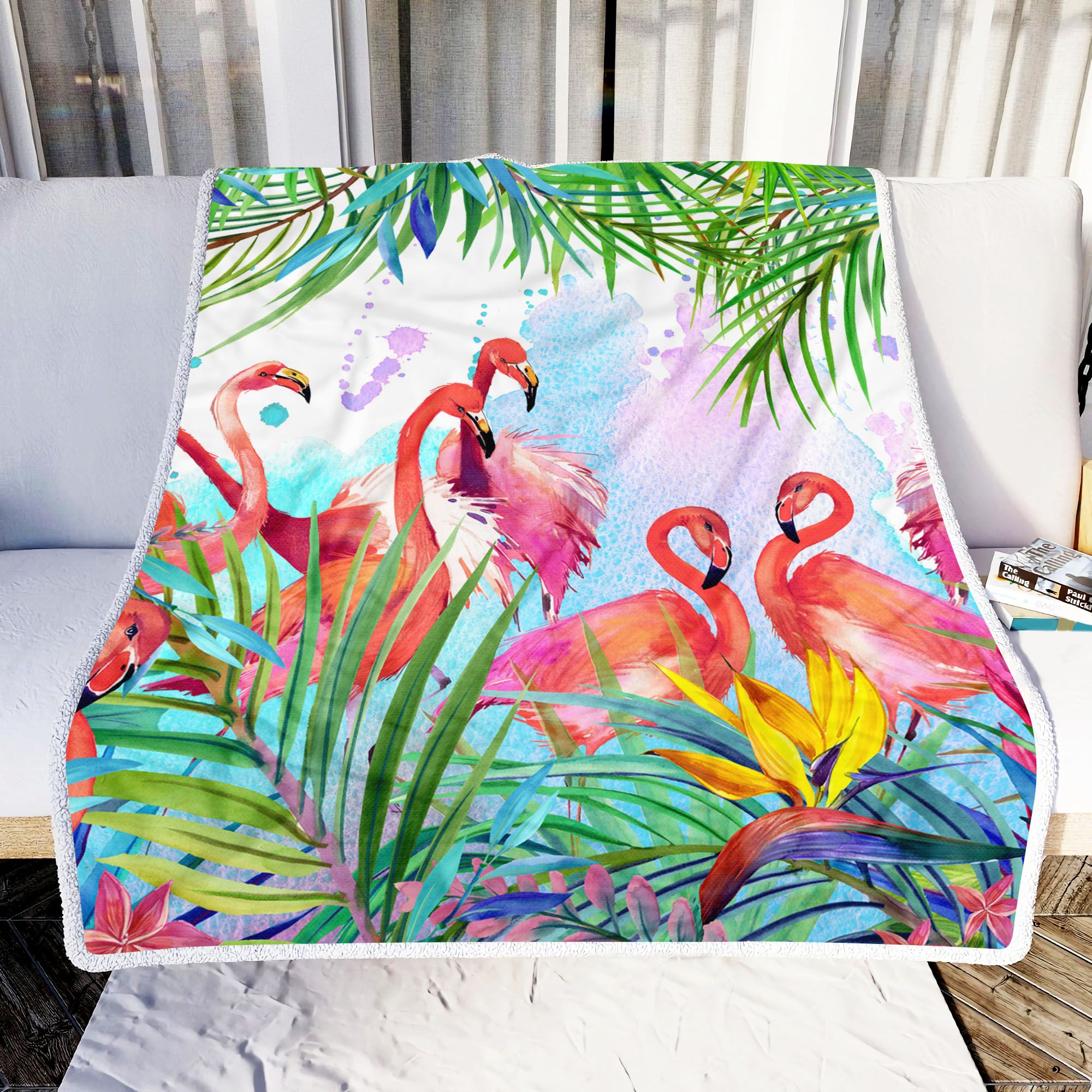 Tropical Flamingo Fleece Blanket