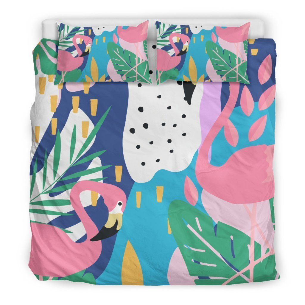 Tropical Flamingo Palm Leaves Hawaiian Cool Design Comfortable Bedding Set