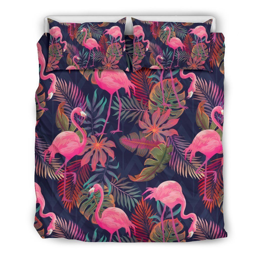 Tropical Flamingo Palm Leaves Hawaiian Floral Cool Design Comfortable Bedding Set
