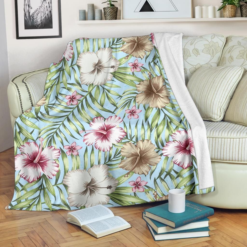 Tropical Flower Pattern Print Design Soft Fleece Blanket