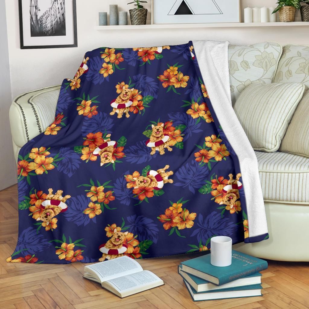 Tropical Hawaiian Themed Pattern Printed Fleece Blanket