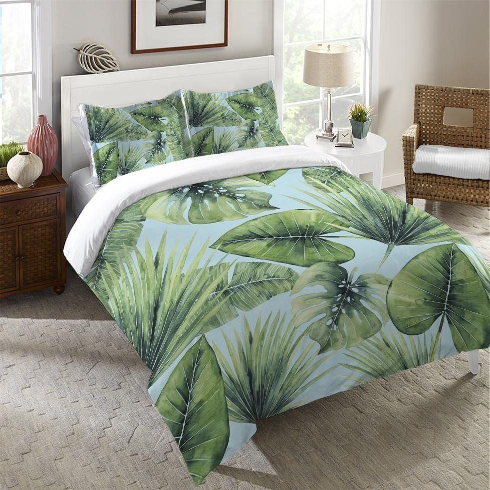 Tropical Palm Tree Leaves Bedding Set