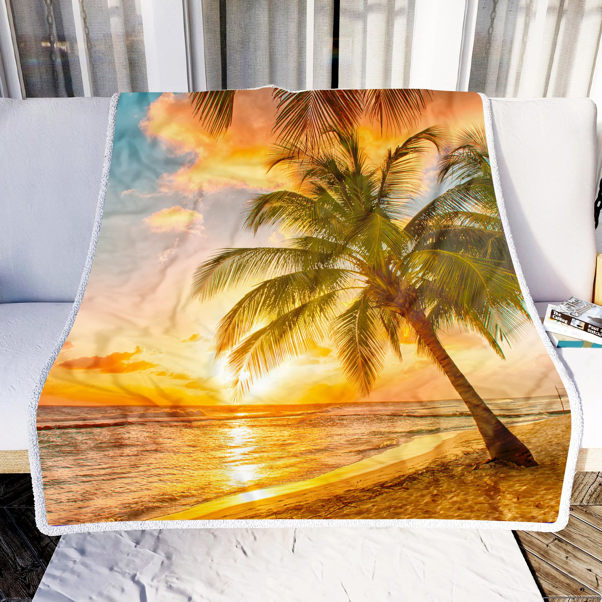 Tropical Paradise Beach Fleece Blanket