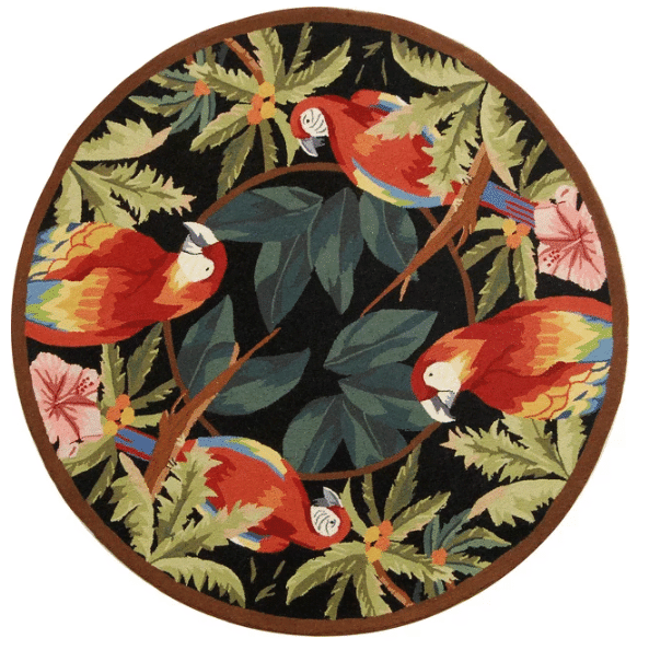 Tropical Parrot Round Carpet