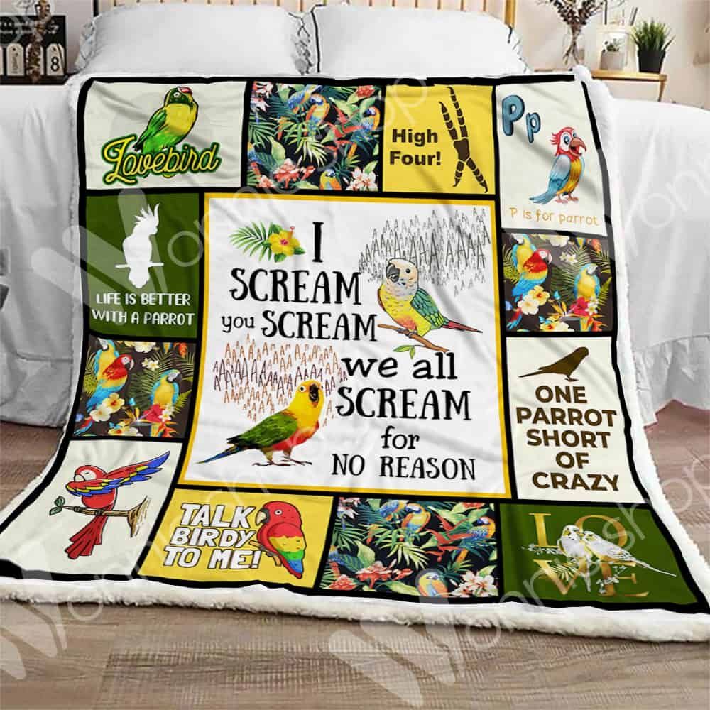 Tropical Parrot Talk Birdy To Me Sherpa Fleece Blanket