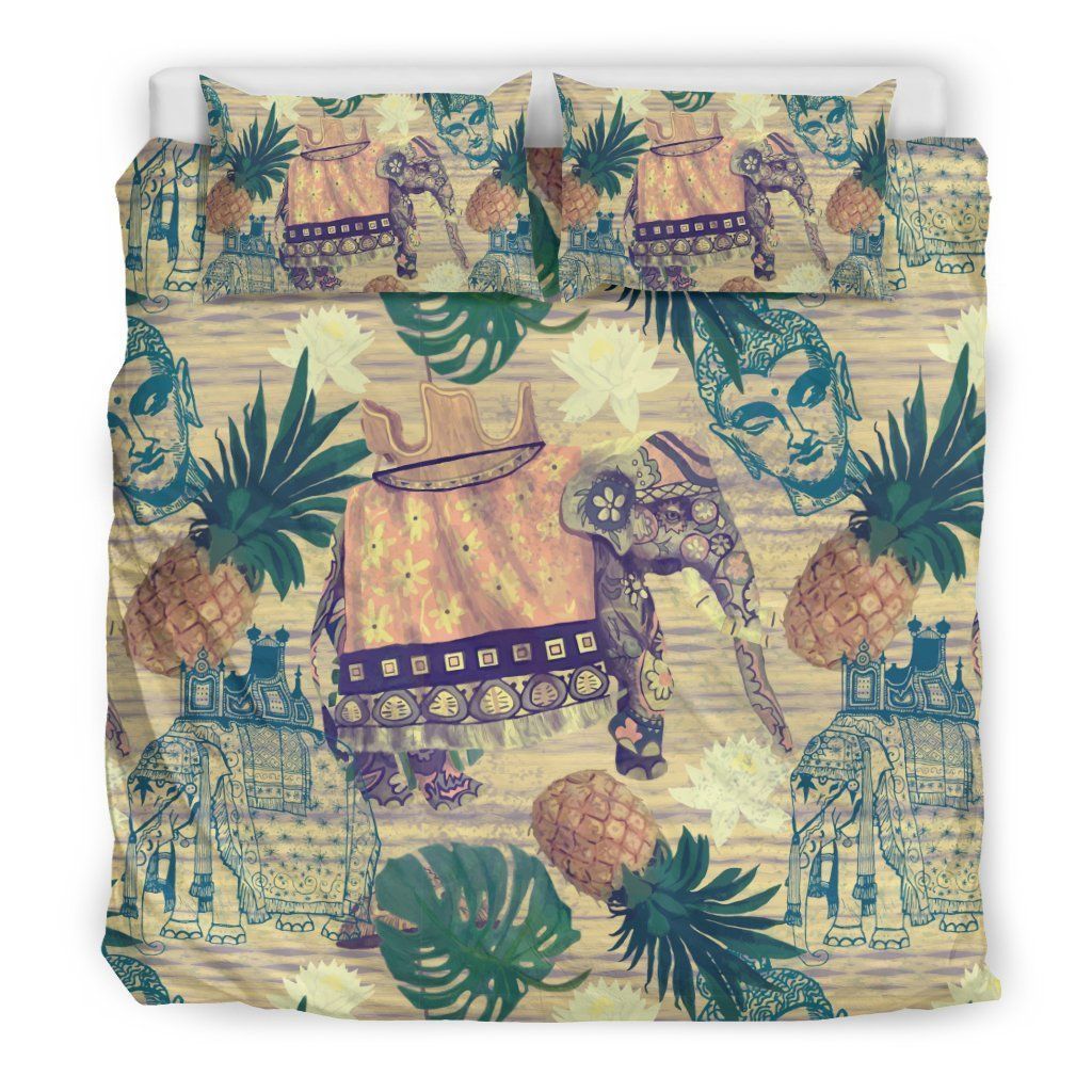 Tropical Pineapple Buddha Elephant Bedding Set