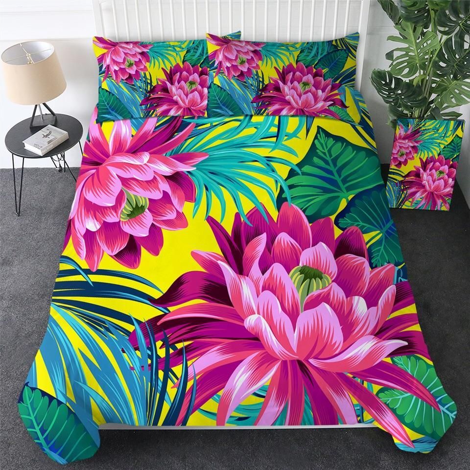 Tropical Pink Flower Bedding Set