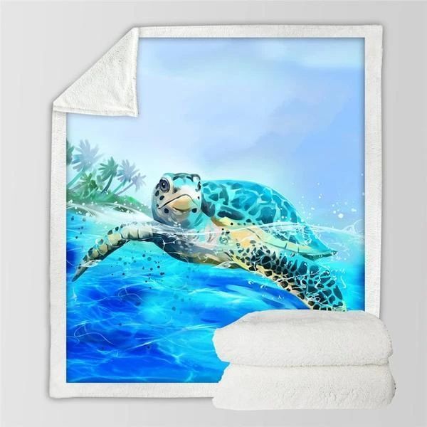 Tropical Sea Turtle Sherpa Fleece Blanket