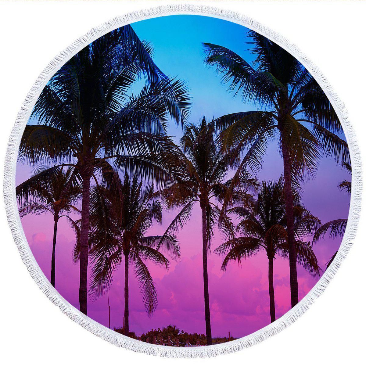 Tropical Skies Sunset Printed Round Beach Towel