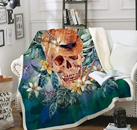 Tropical Skull Sherpa Fleece