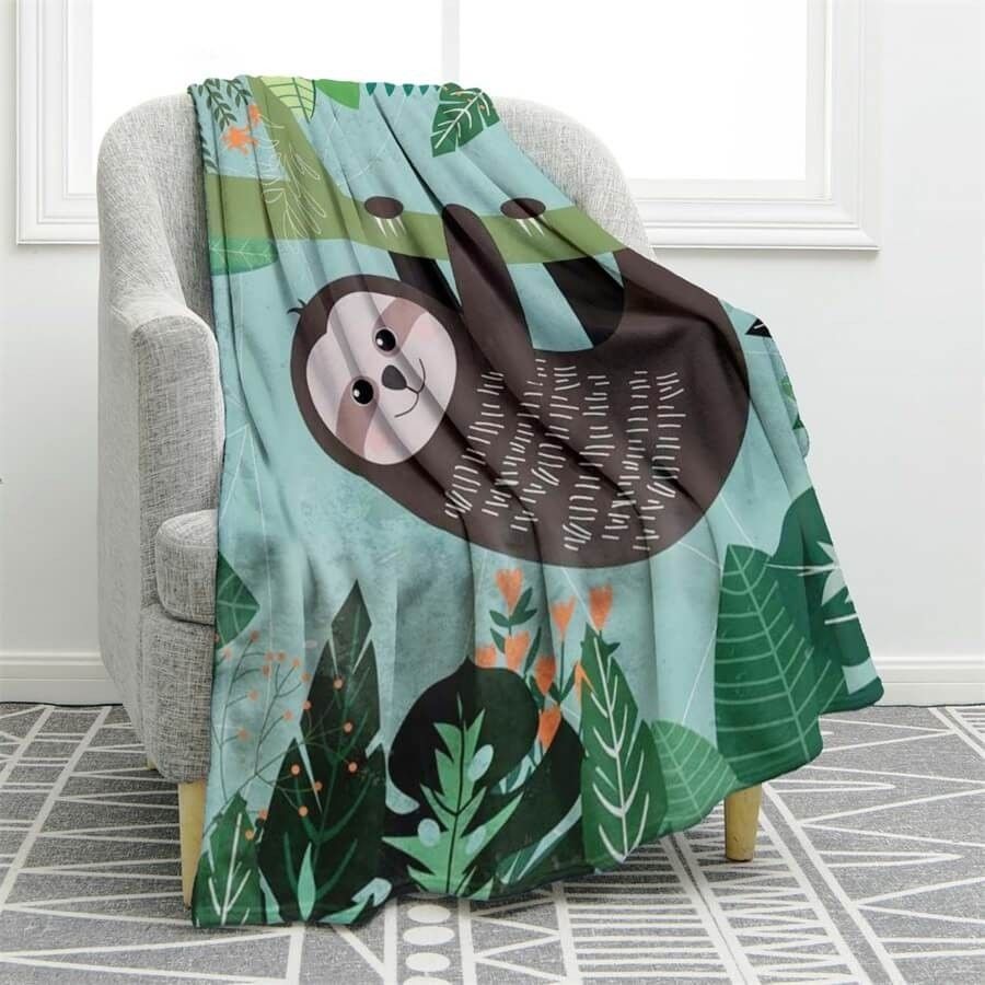 Tropical Sloth Sherpa Fleece Blanket