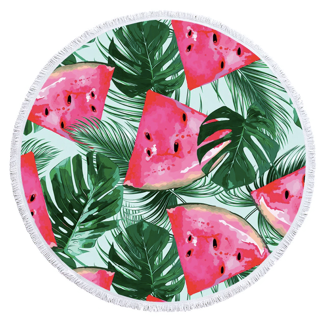Tropical Watermelon Printed Round Beach Towel