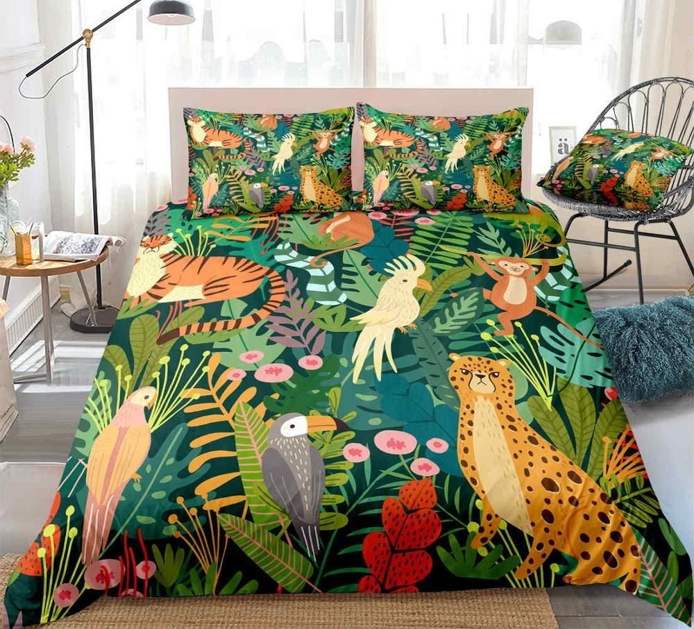 Tropical Wild Animals Plants Bedding Set