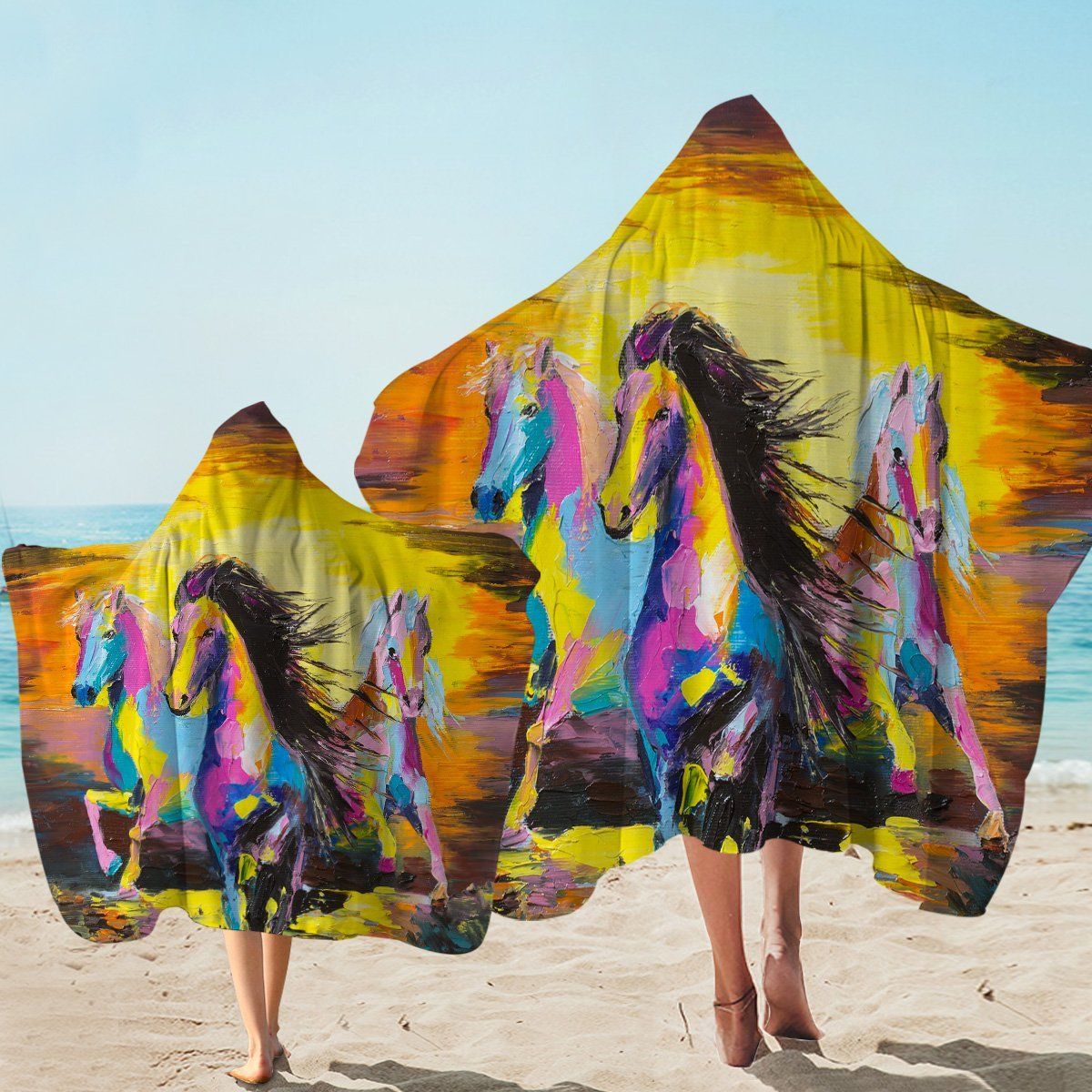 Trotting Horse Pack Printed Hooded Towel