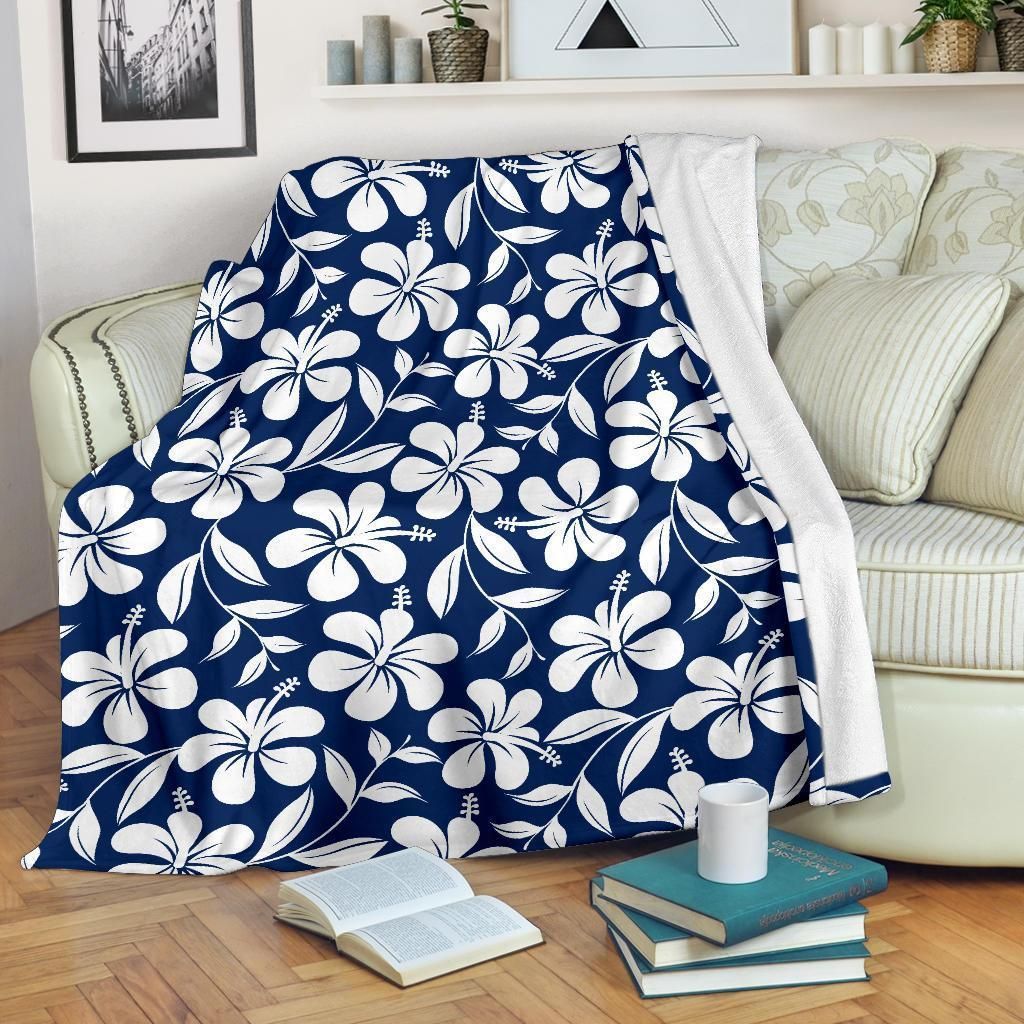 Trpical Hibiscus Pattern Print Design Fleece Blanket