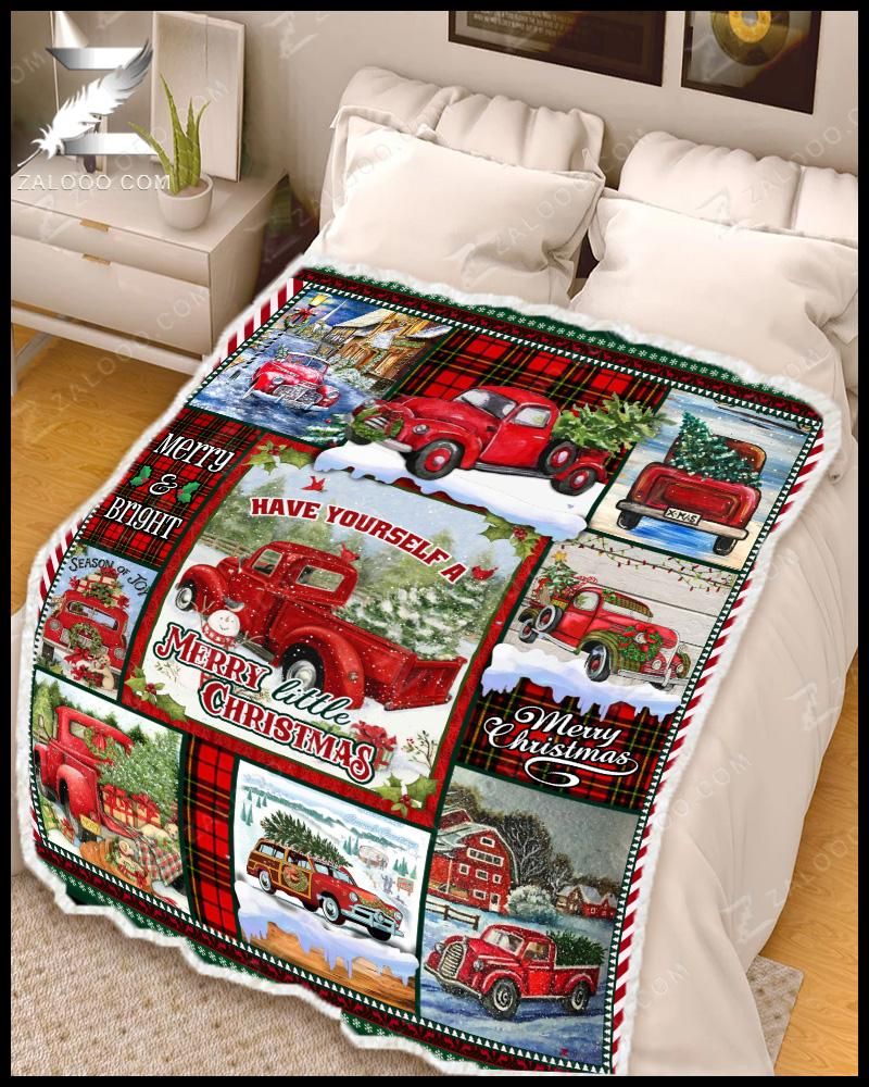 Truck Christmas Sherpa Fleece Blanket