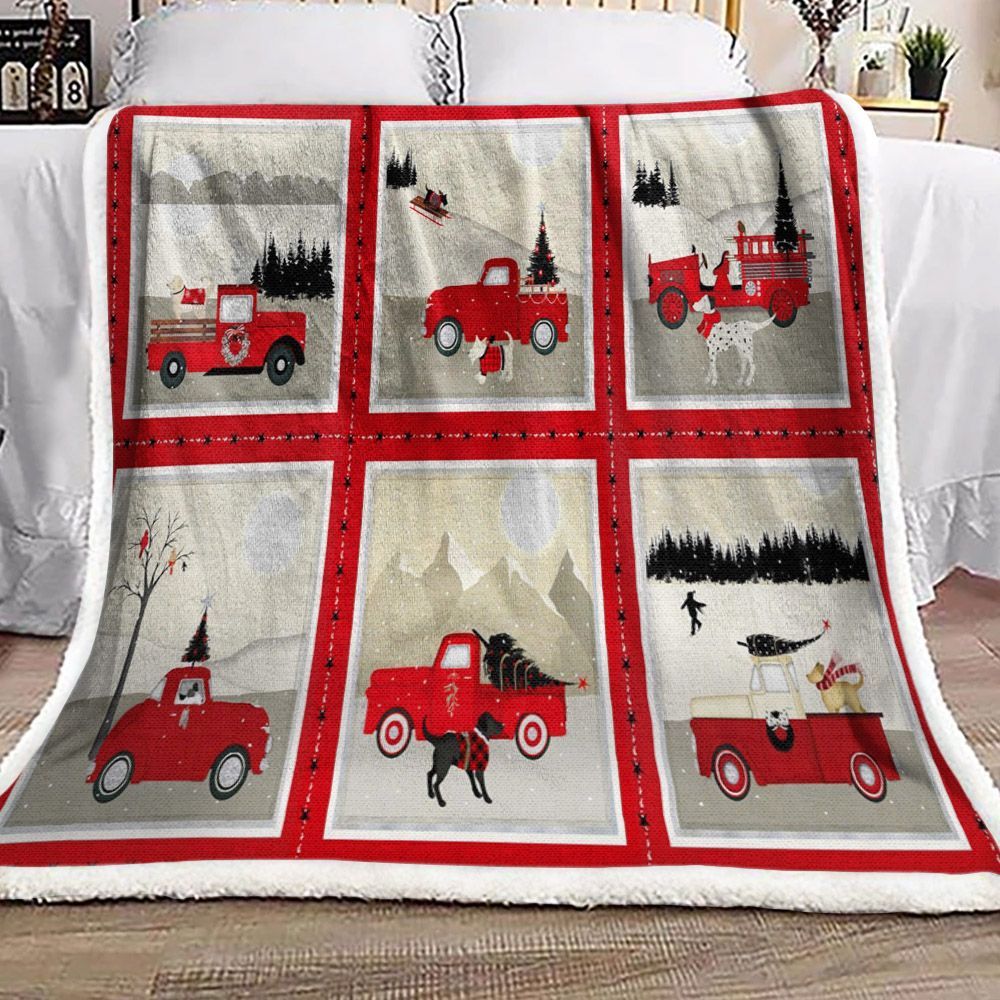 Truck Christmas Sherpa Fleece Blanket