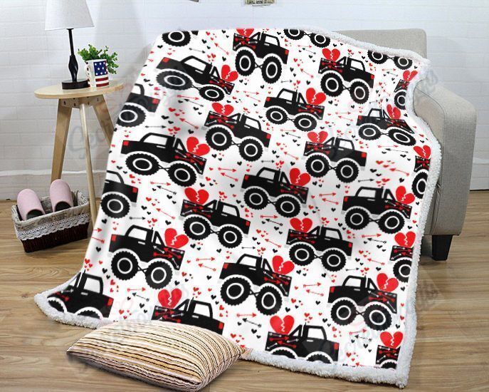 Truck Heart Valentine Fleece Blanket