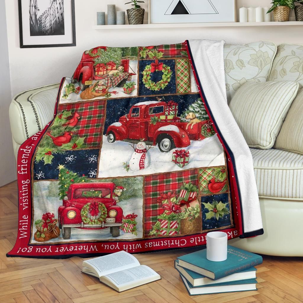 Truck Merry Christmas Sherpa Fleece Blanket