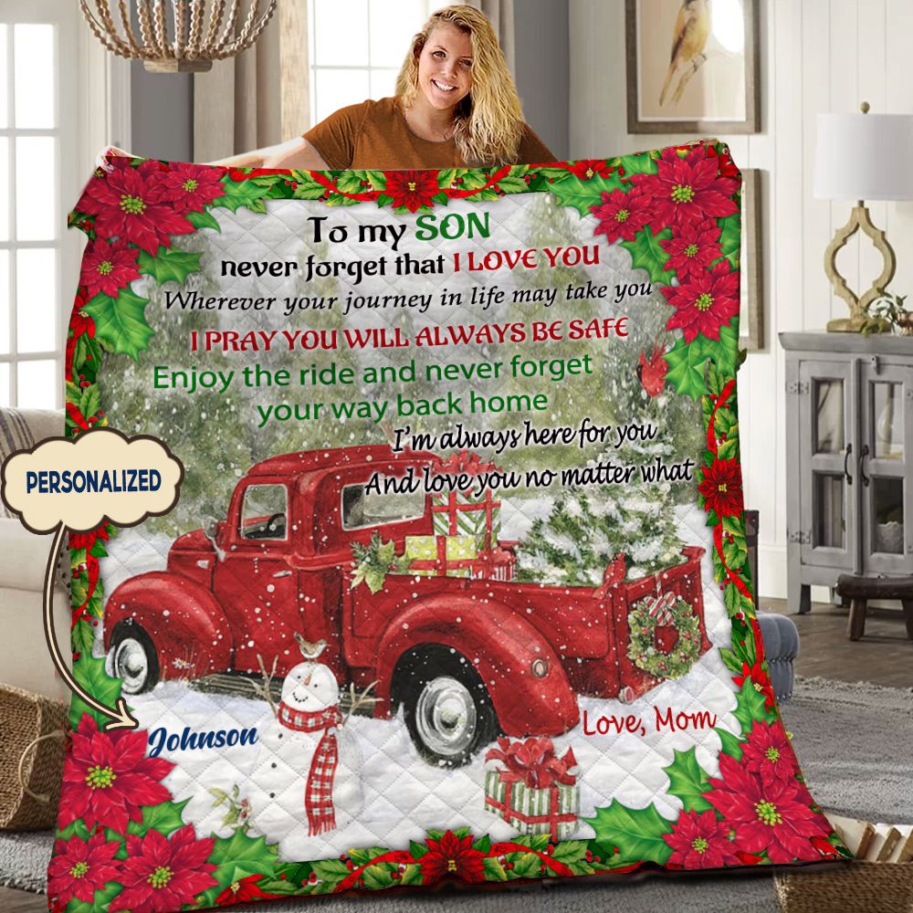 Truck To My Son Personalized HHH121110TN Quilt Blanket