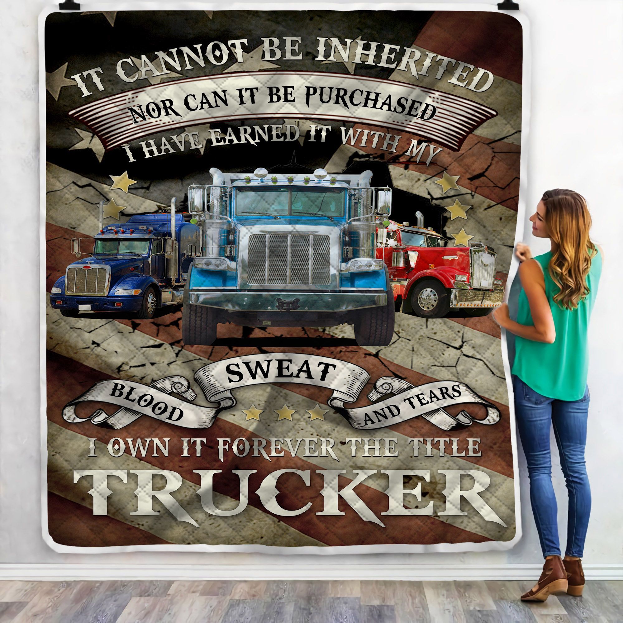 Trucker American Sherpa Fleece Blanket