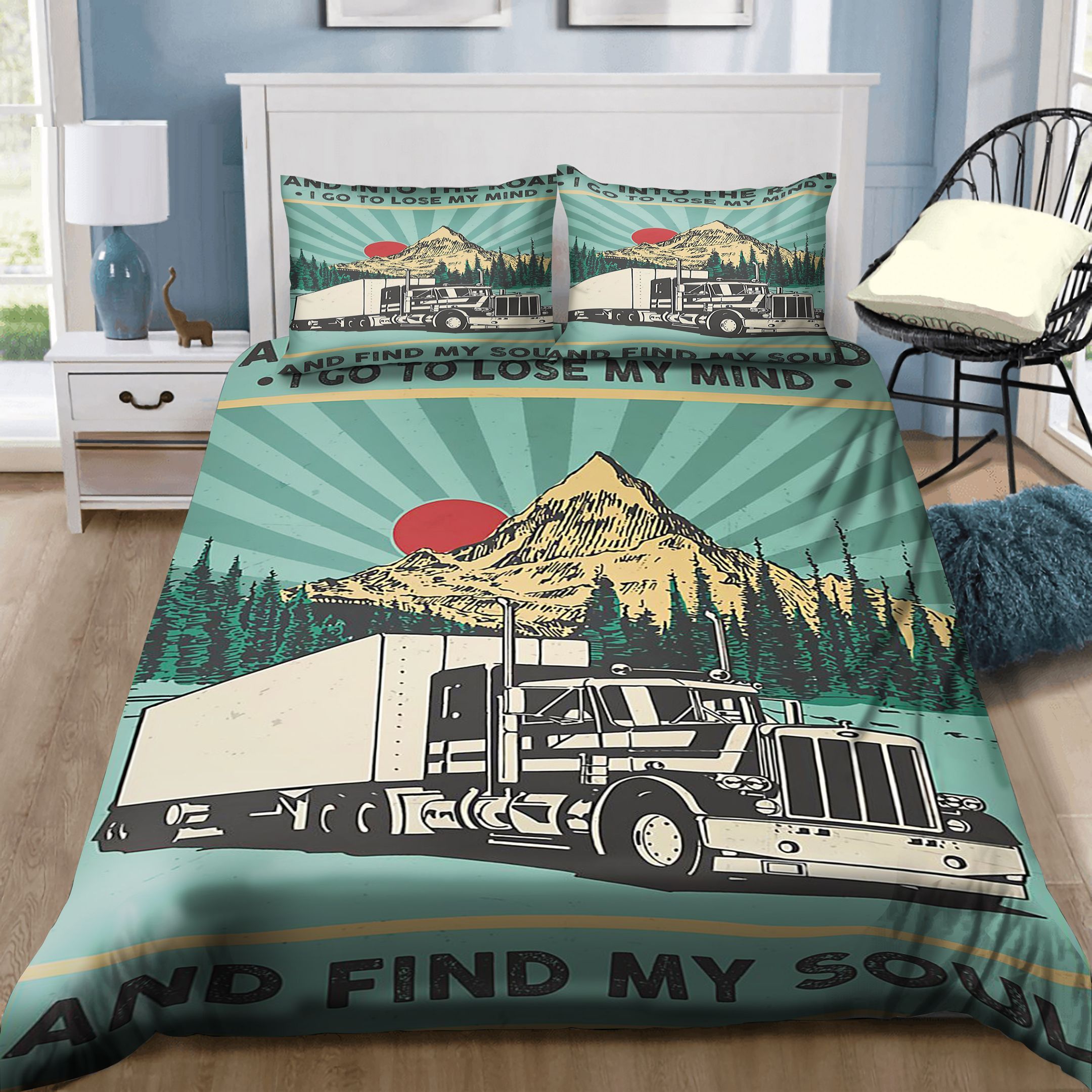 Trucker And Into The Road I Go To Find My Soul Bedding Set