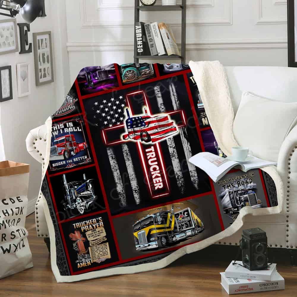 Trucker Sherpa Fleece Blanket