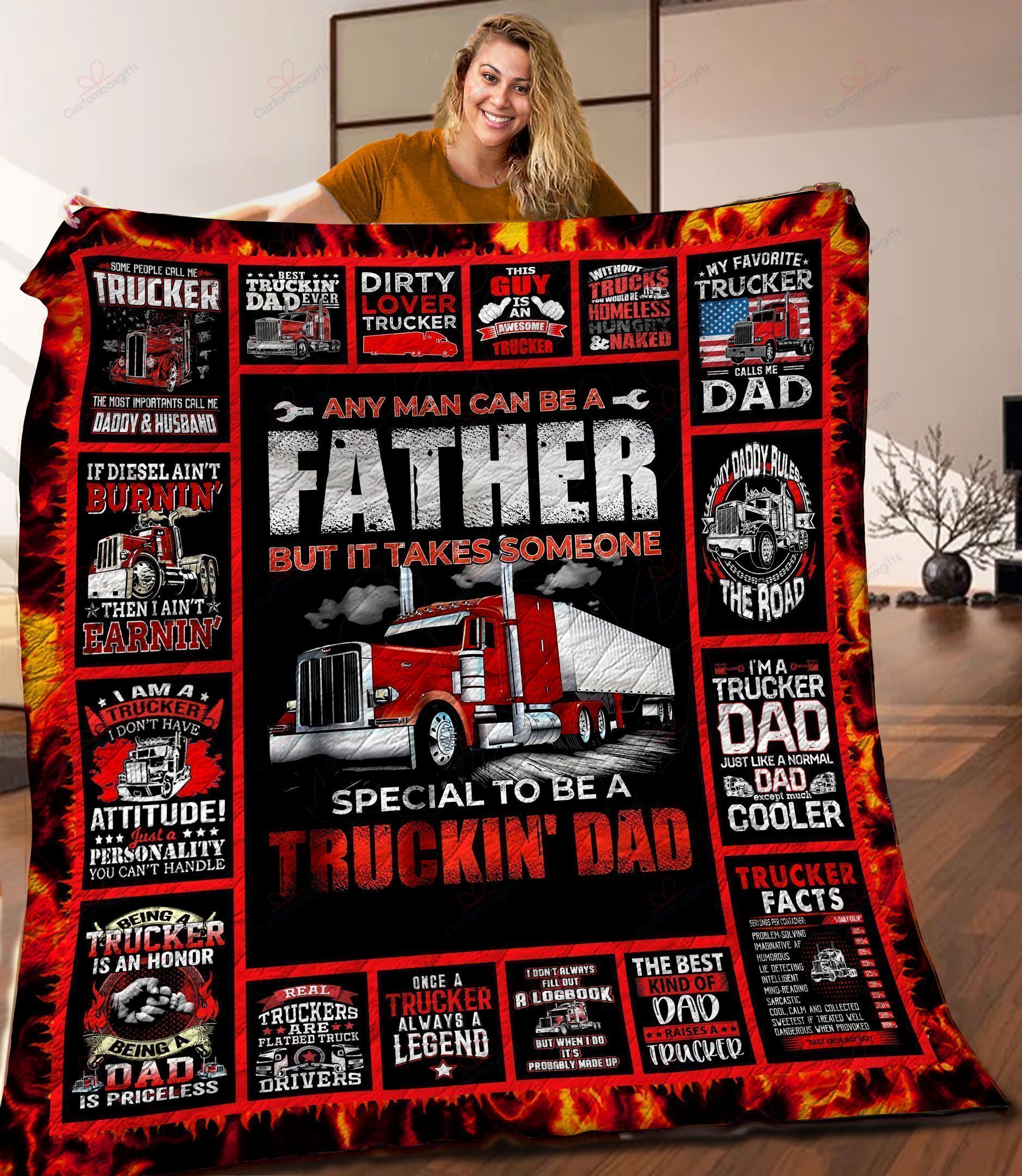 Trucker Dad AM2109057CL Quilt Blanket