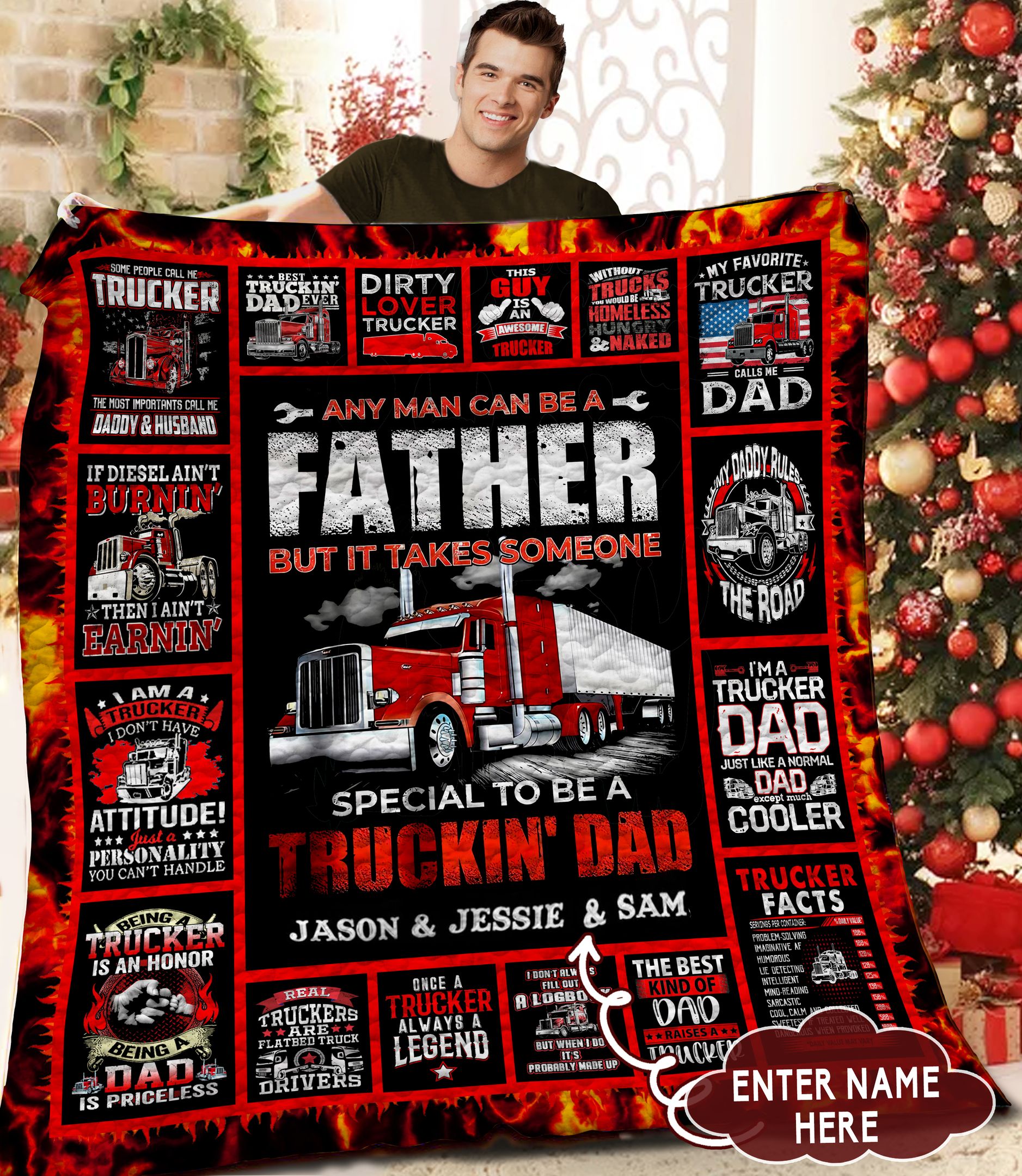 Trucker Dad Personalized BBB071189 Quilt Blanket