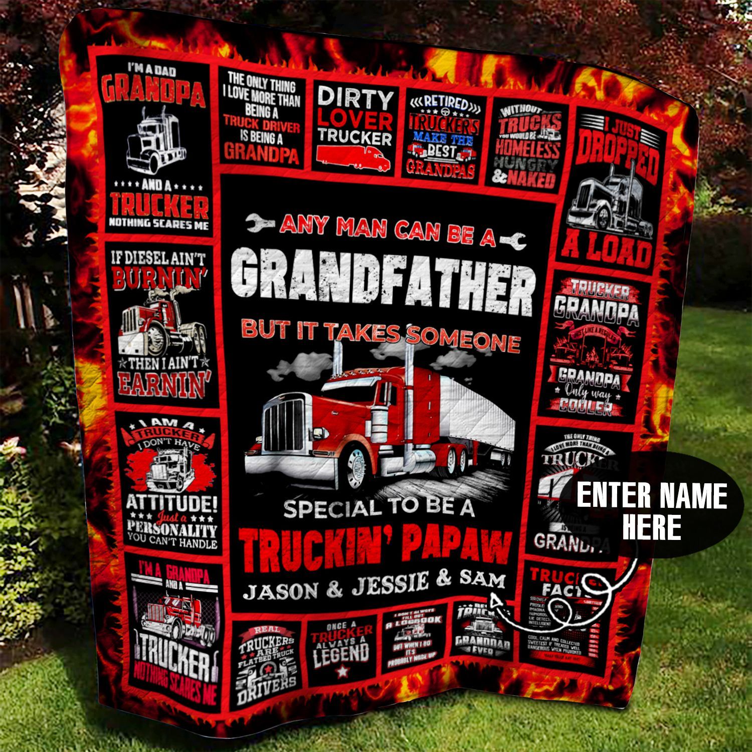 Trucker Grandfather Personalized Quilt Blanket BBB050659SM