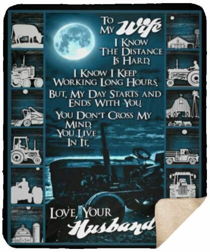 Trucker Husband To My Wife I Know The Distance Is Hard Sherpa Fleece Blanket