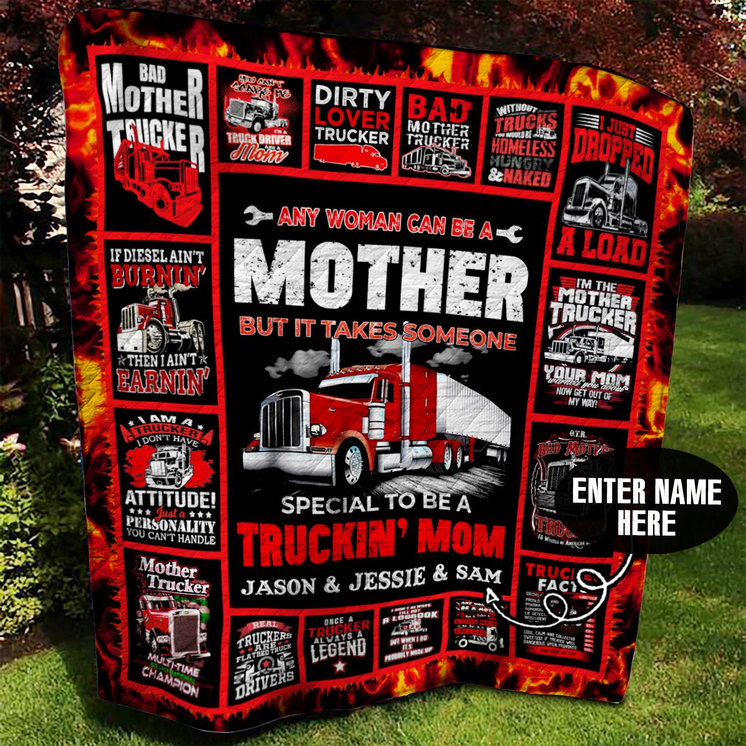 Trucker Mother Personalized Quilt Blanket BBB050660SM