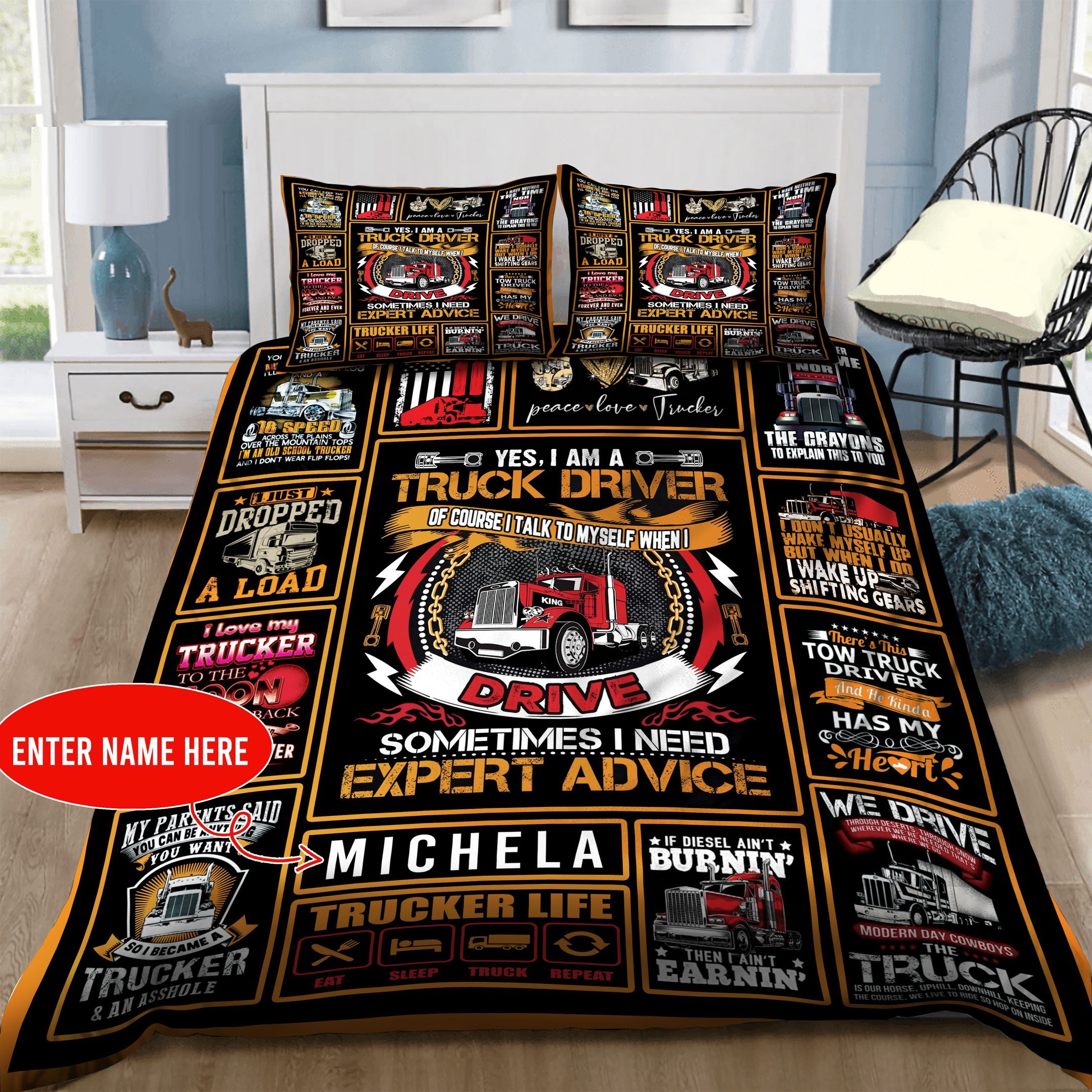 Trucker Personalized  Bedding Set