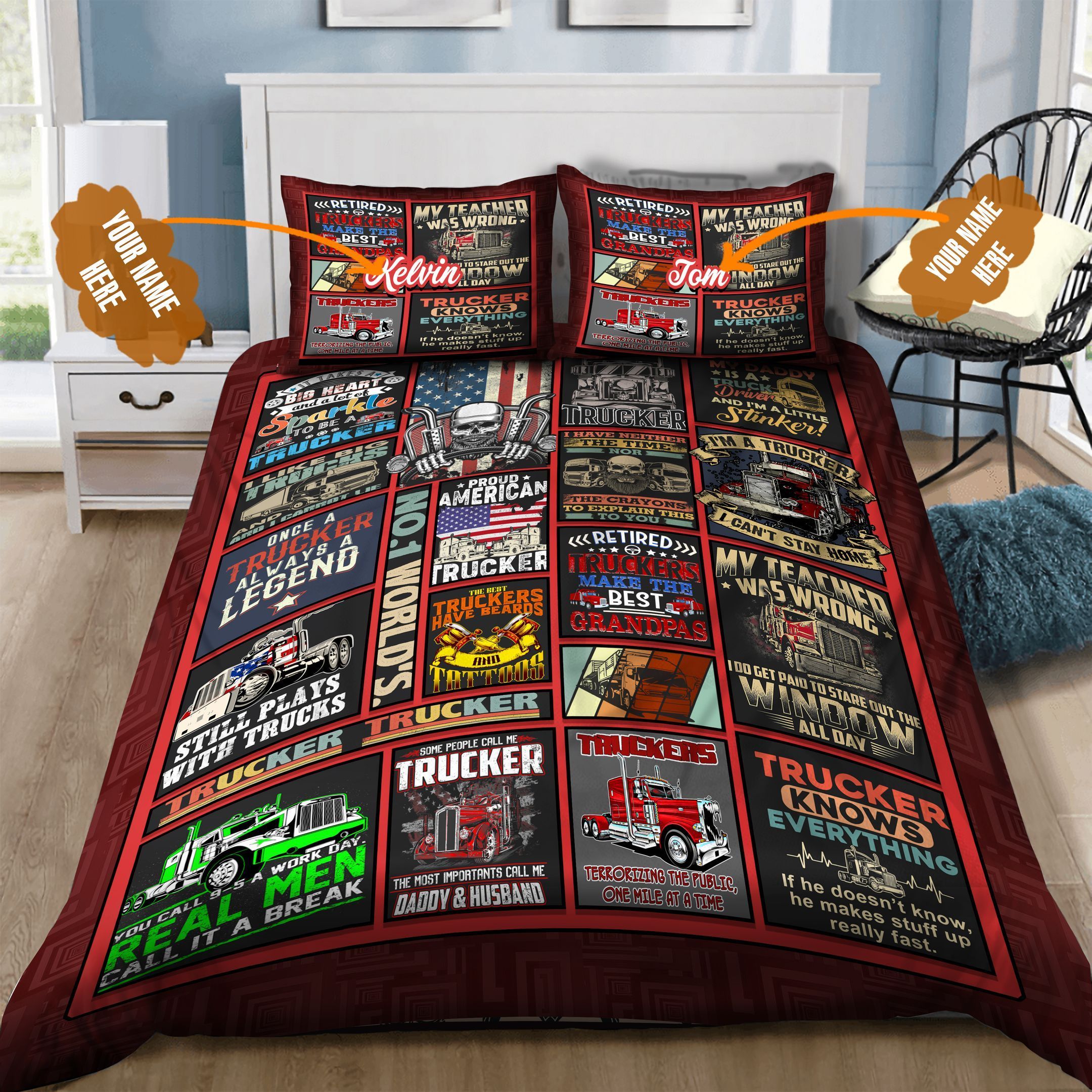 Trucker Personalized Bedding Set
