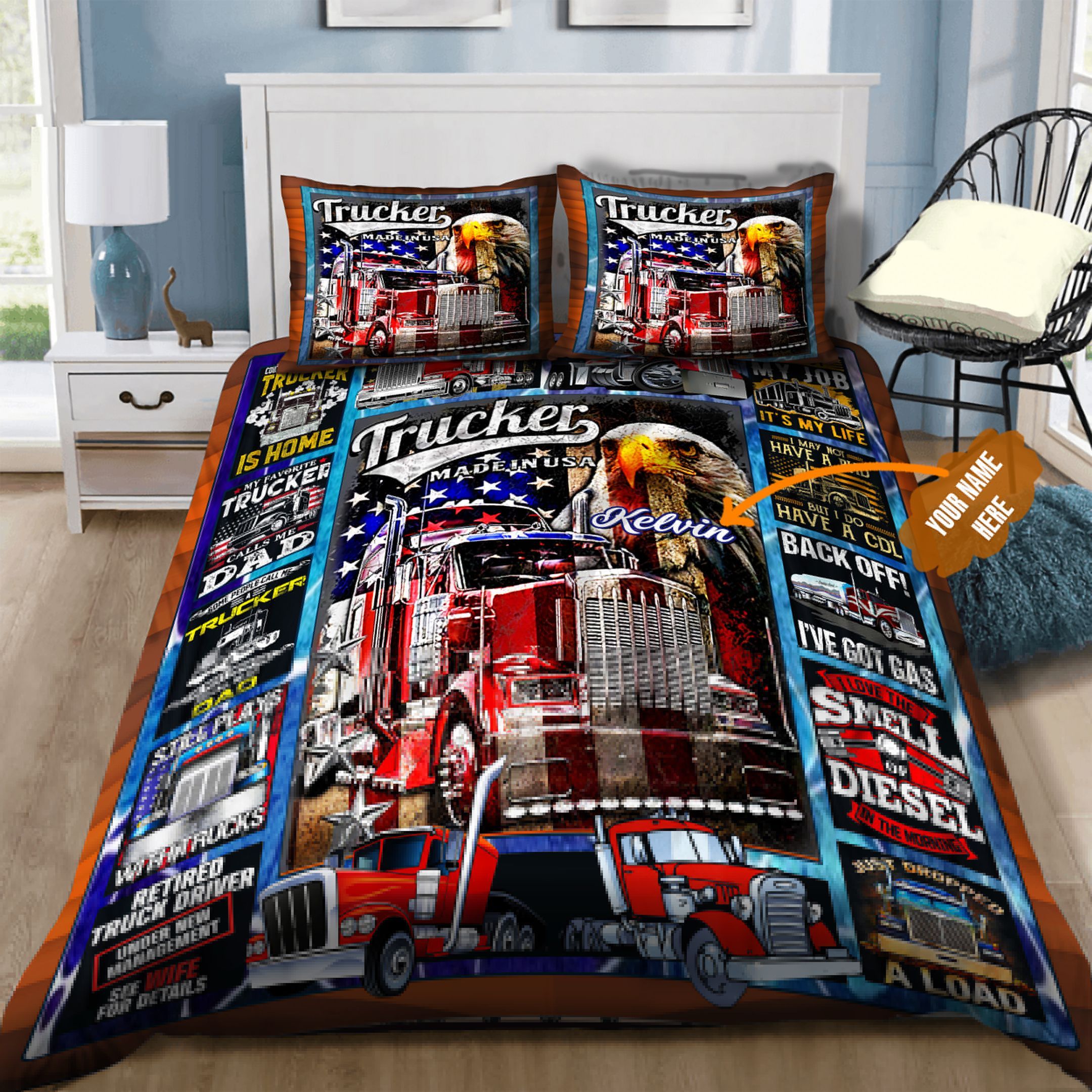 Trucker Personalized Bedding Set