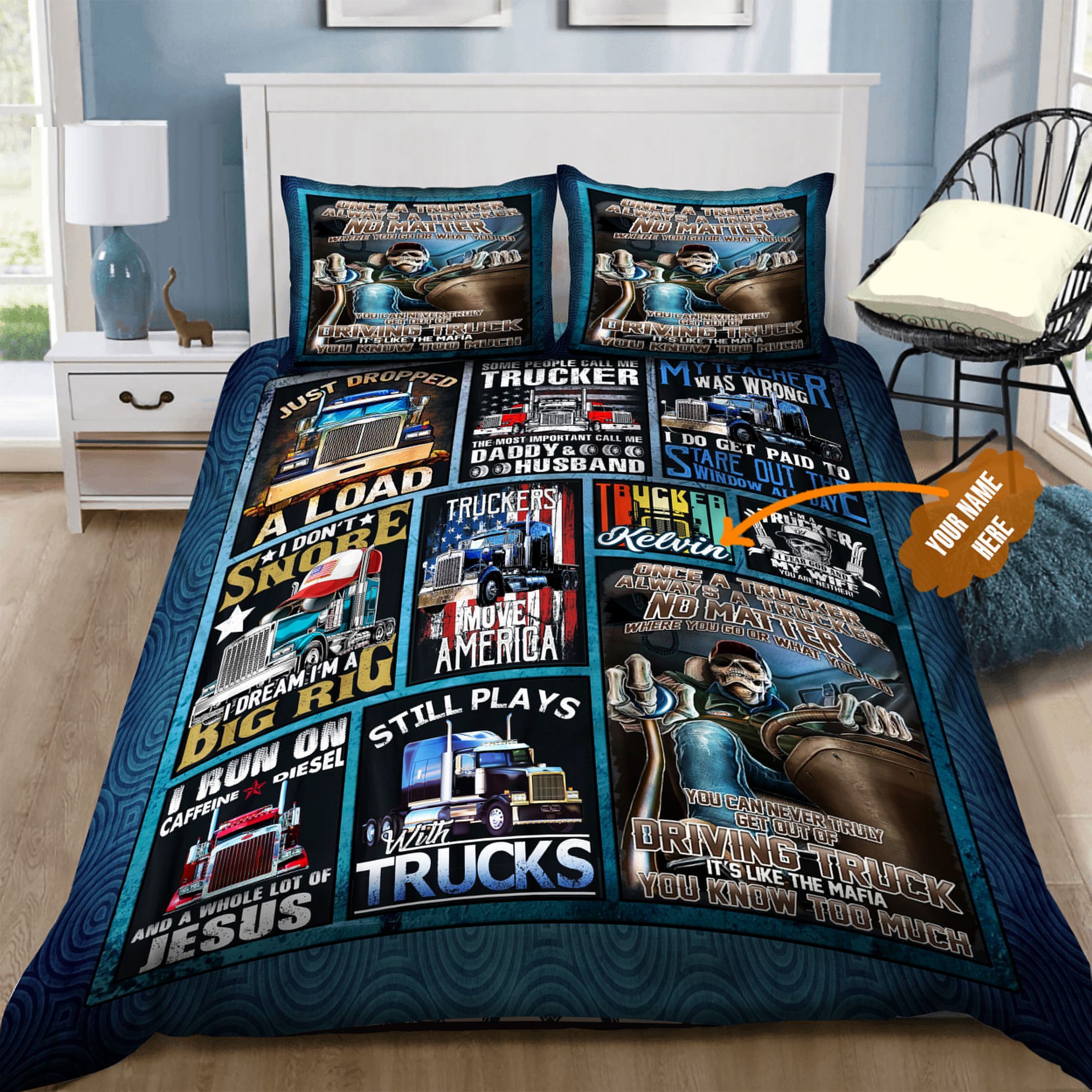 Trucker Personalized Bedding Set