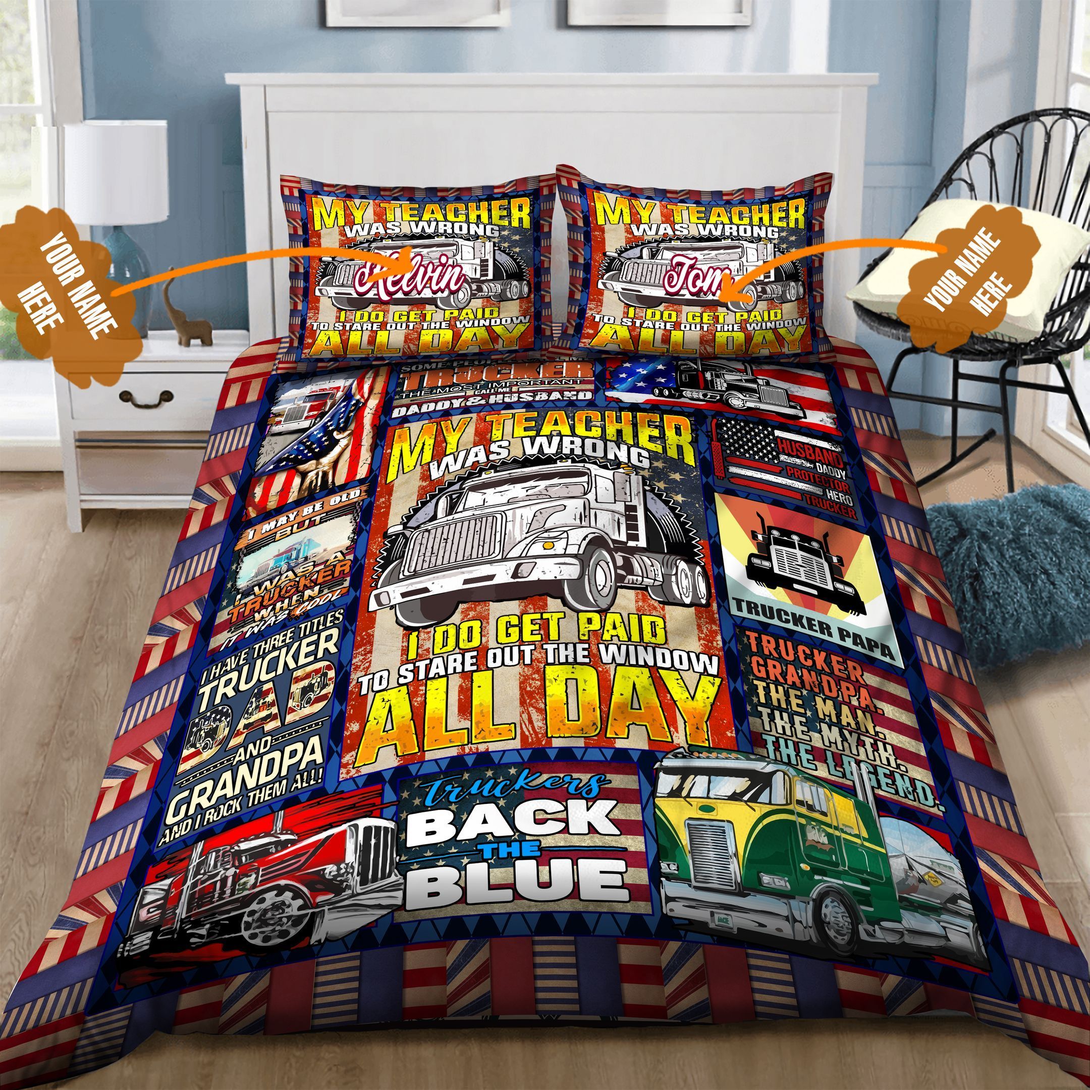 Trucker Personalized Bedding Set