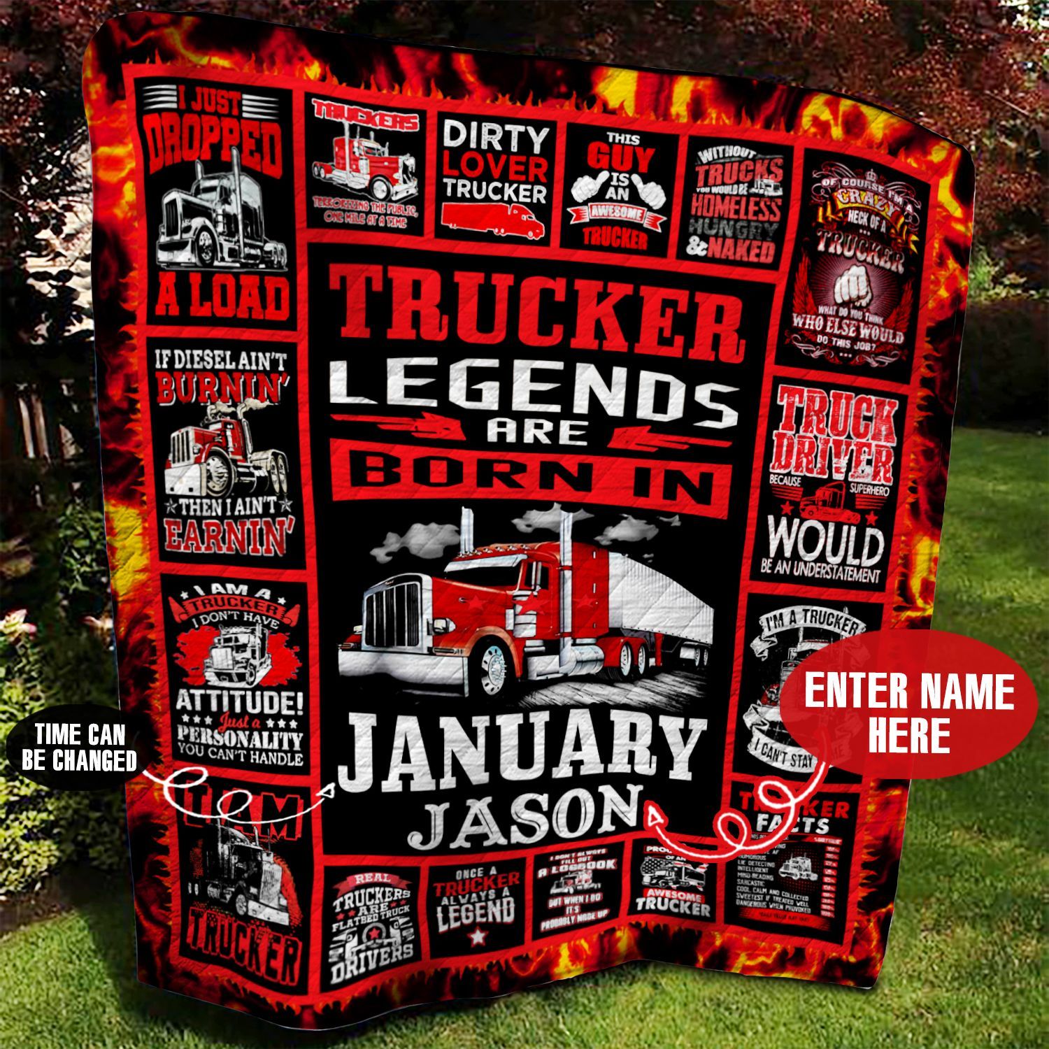 Trucker Personalized Quilt Blanket BBB030637SM