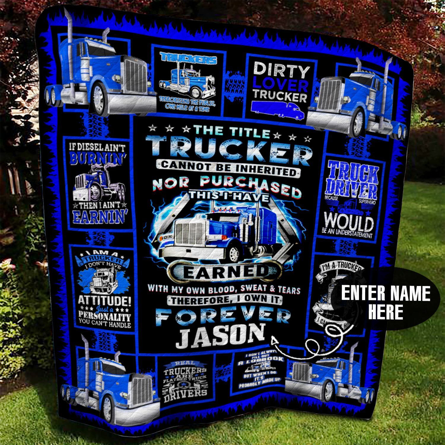 Trucker Personalized Quilt Blanket BBB050658SM