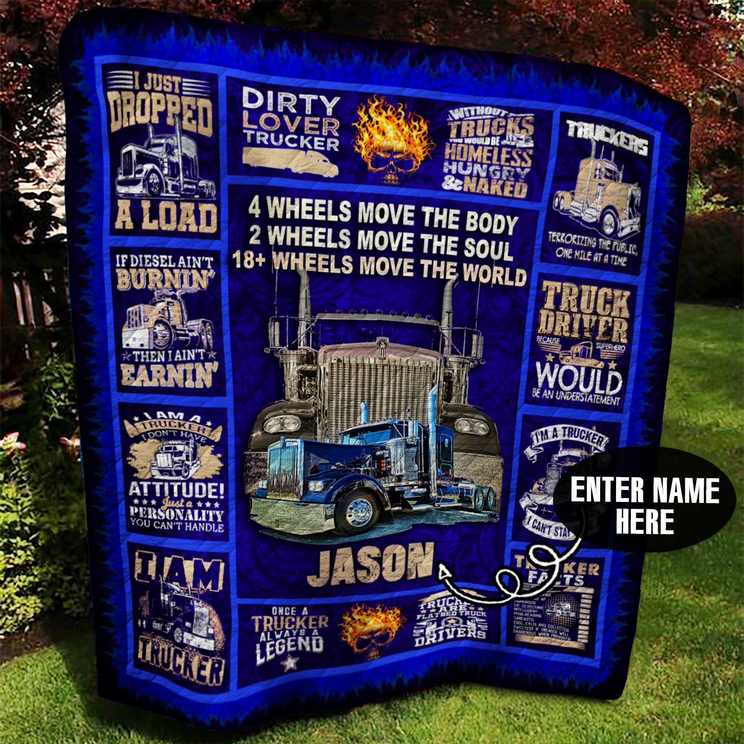 Trucker Personalized Quilt Blanket BBB080630SM