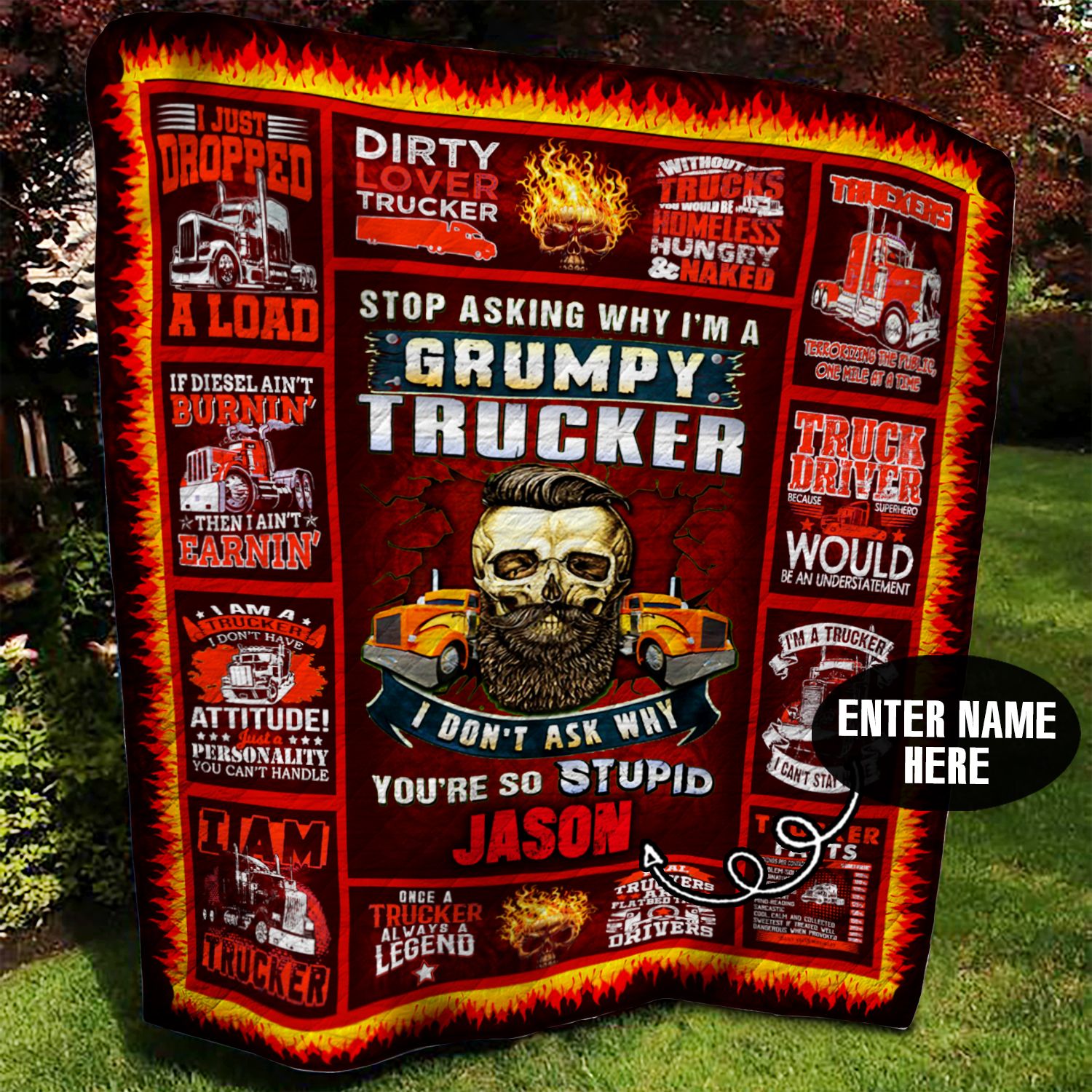 Trucker Personalized Quilt Blanket BBB080631SM