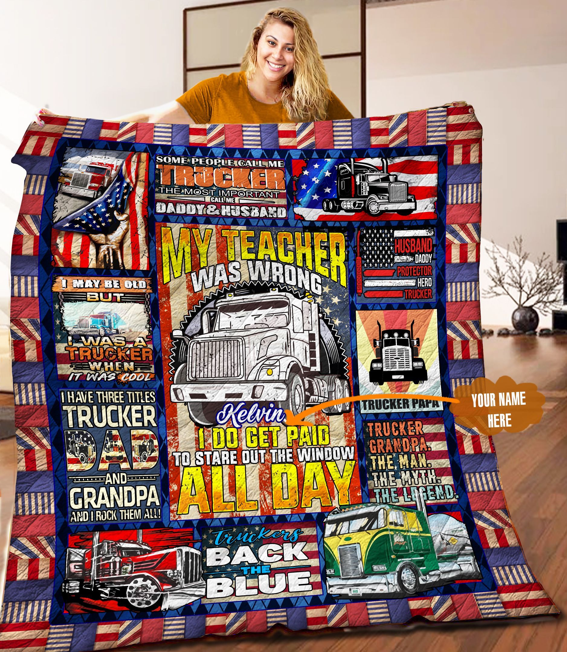 Trucker Personalized Quilt Blanket LML150611HT