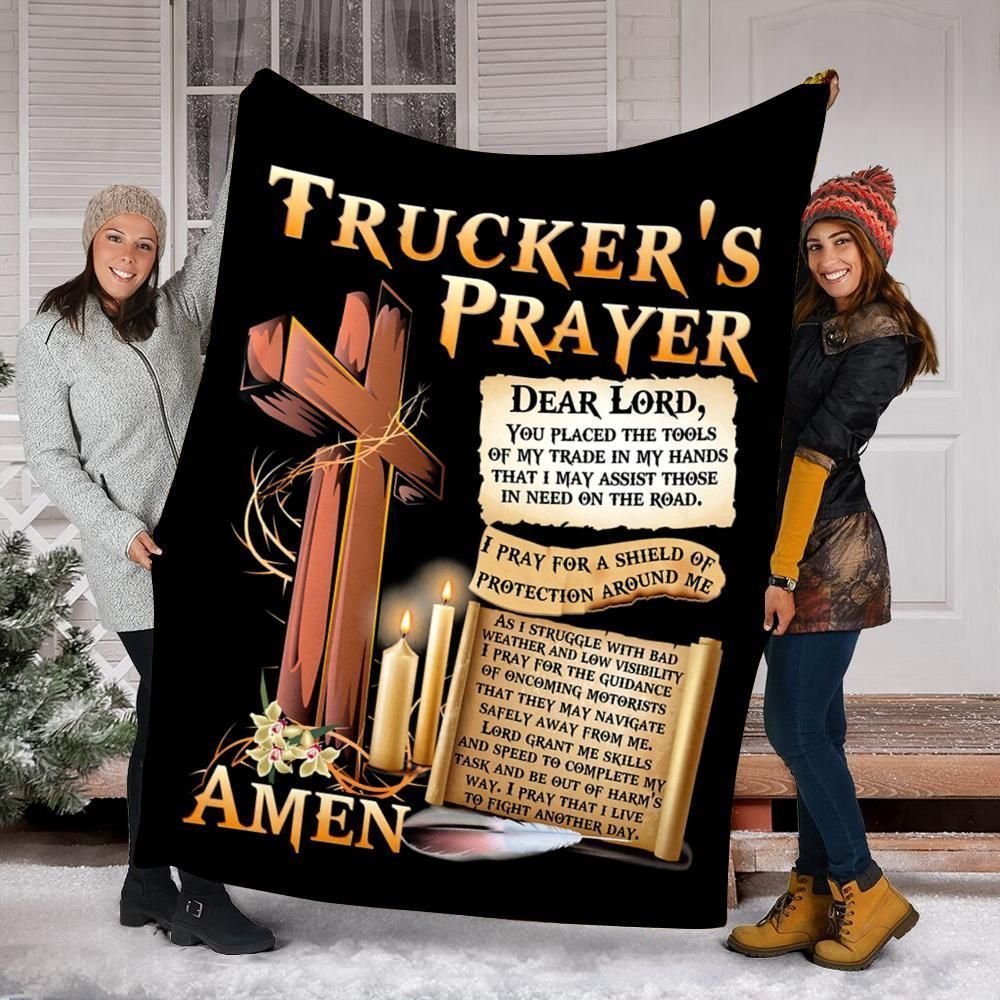 Trucker’s Prayer Sherpa Fleece Blanket