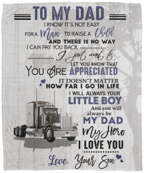 Trucker To My Dad I Know It’s Not Easy For A Woman To Raise A Child Sherpa Fleece Blanket