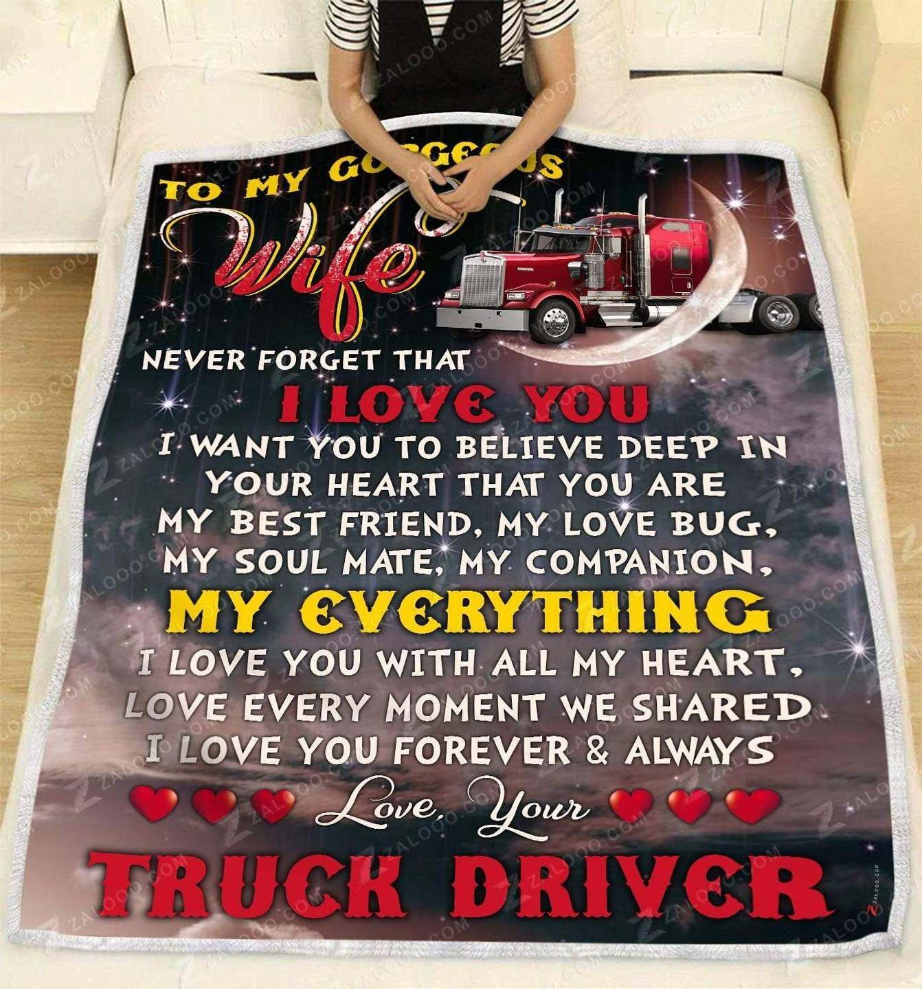 Trucker To My Gorgeous Daughter My Everything Sherpa Fleece Blanket